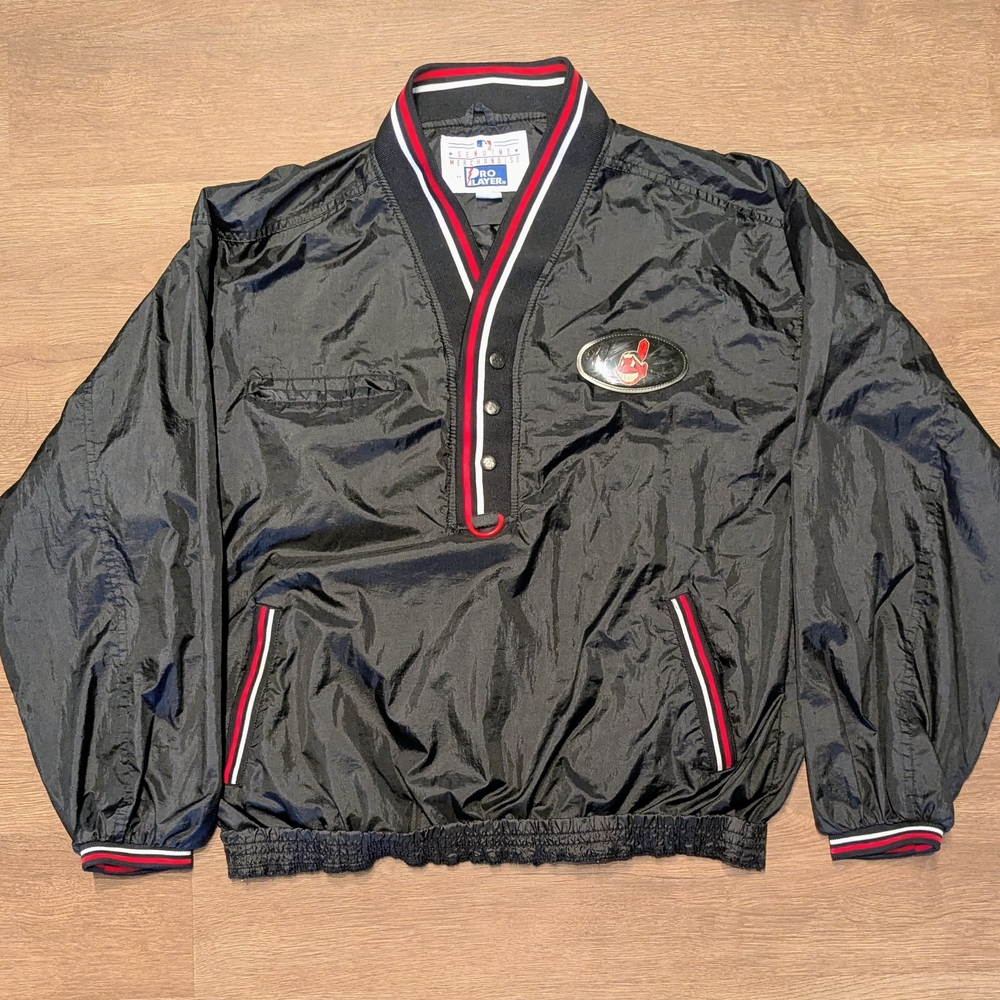 MLB Cleveland Indians VTG Vintage 90s Pro Player Jacket Mens L Snap Pullover